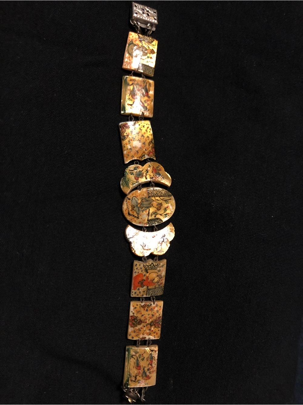 Vintage or antique hand-painted Persian/Middle-Eastern story panel bracelet